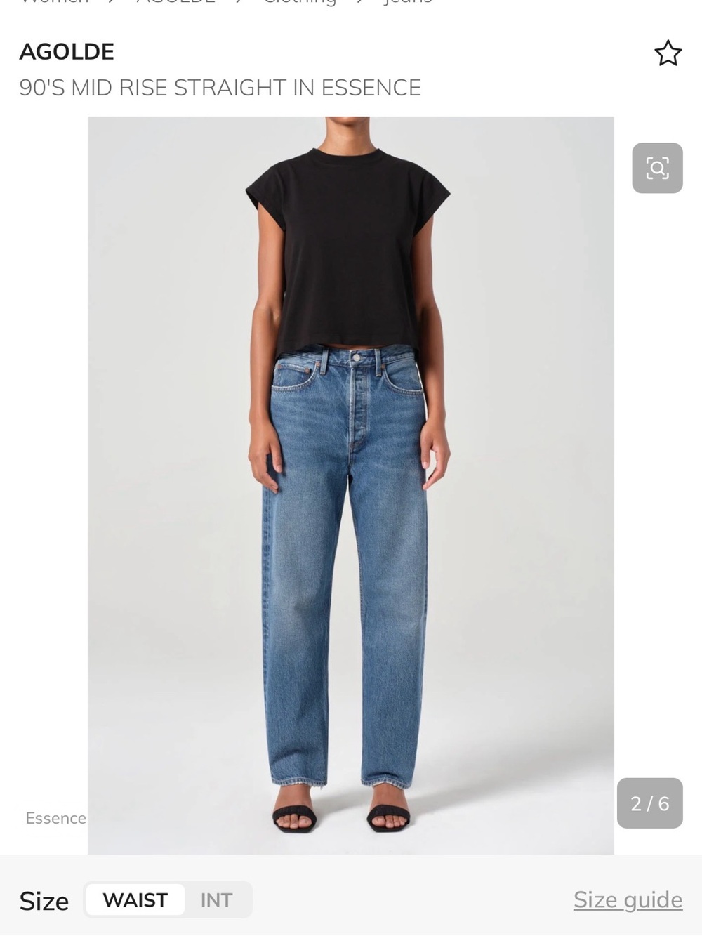 NWOT AGOLDE 90s Straight Jean Mid Rise Size 29 Dark Indigo Quiet Luxury Premium - Picture 2 of 12